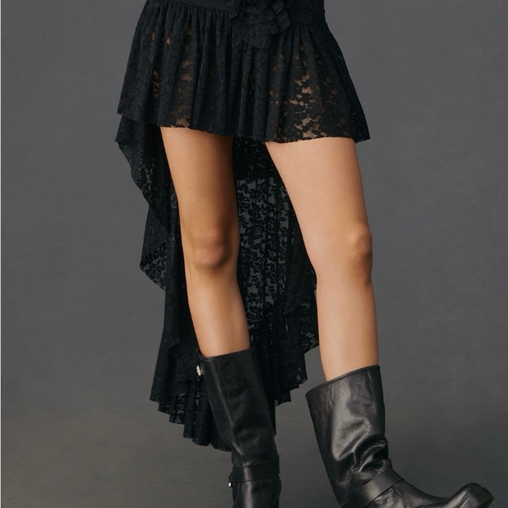 Tach Clothing Ruffled Lace Hi-Low skirt | Anthopologie